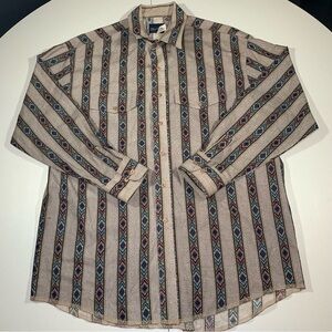 Vintage Wrangler Western Button Up Shirt Mens XL Aztec AOP Cowboy Rancher Rodeo
